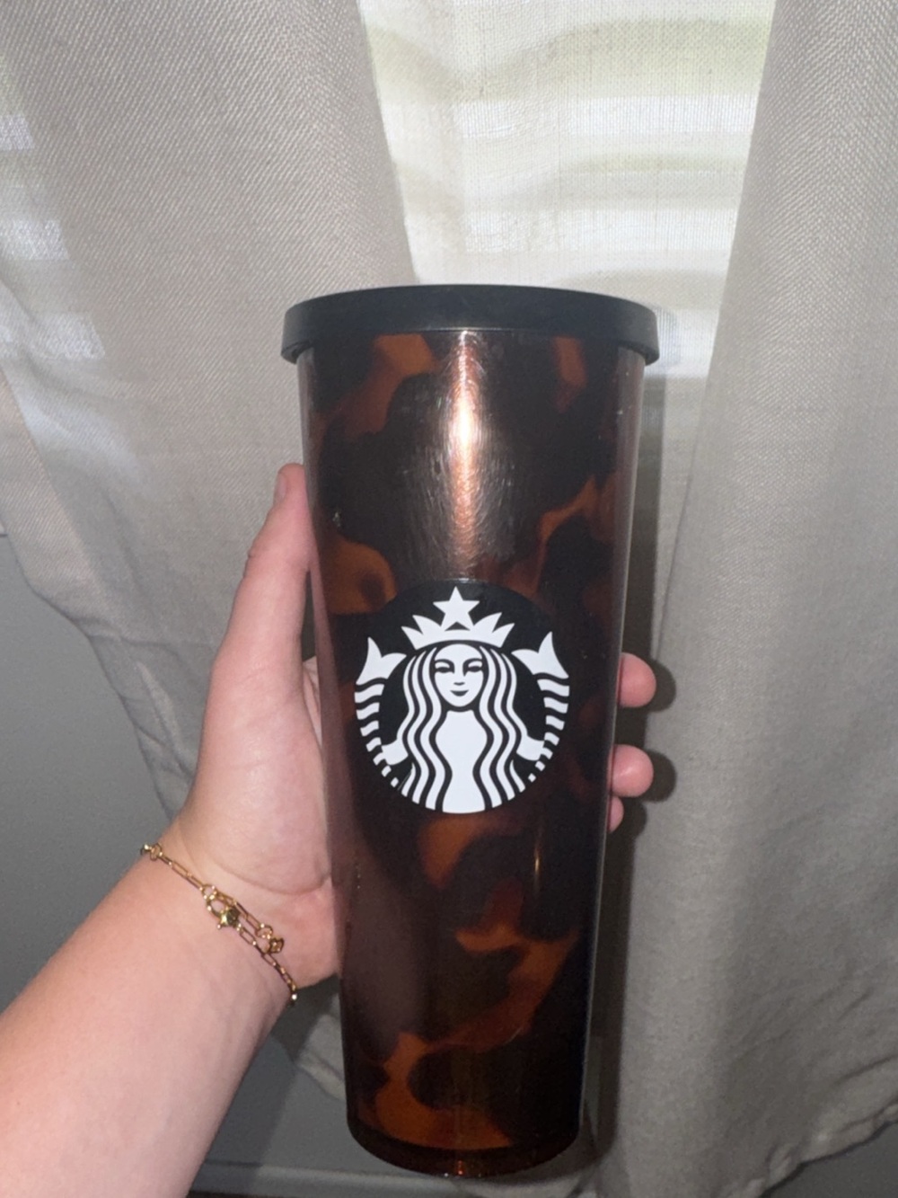 Starbucks Brown Tortoiseshell Travel Tumbler with White Logo